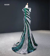 Green Sequins Fishtail Elegant Evening Ball Gown - FashionByTeresa